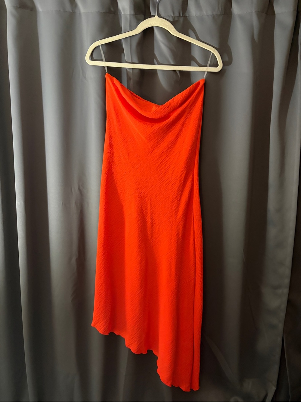 Elegant Strapless Orange Asymmetric Dress